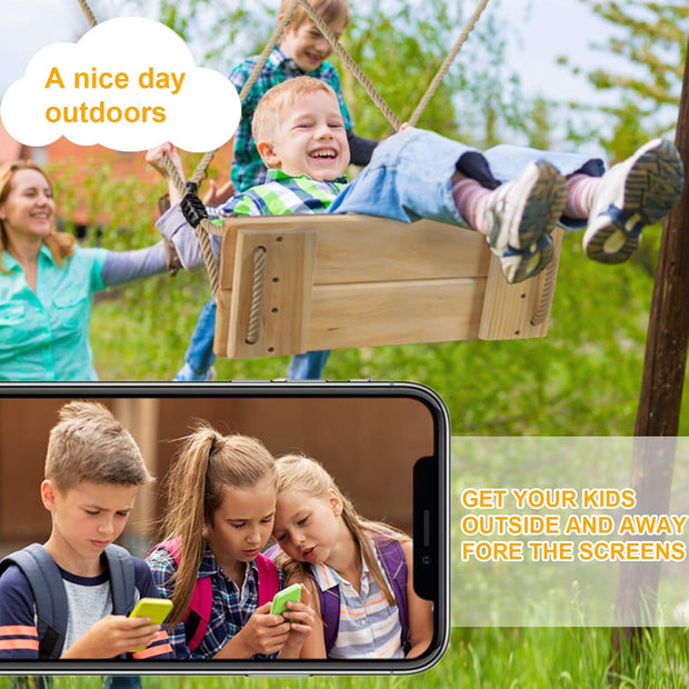 Schommelzitje - Schommels - Kinderschommel - Schommelplankje - voor Binnen Buiten - In Hoogte Verstelbaar Touw - Belastbaar tot 100kg - Hout - 45 x 19.5 cm - Beige