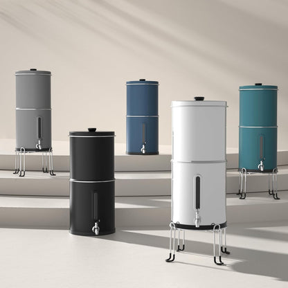 Zwaartekrachtwaterfiltersysteem 5,6 Liter – Waterfilter – Drinkwaterfilter – Zwaartekrachtfilter – Koolstoffilter – 304 Roestvrij Staal – Waterniveau-Indicator