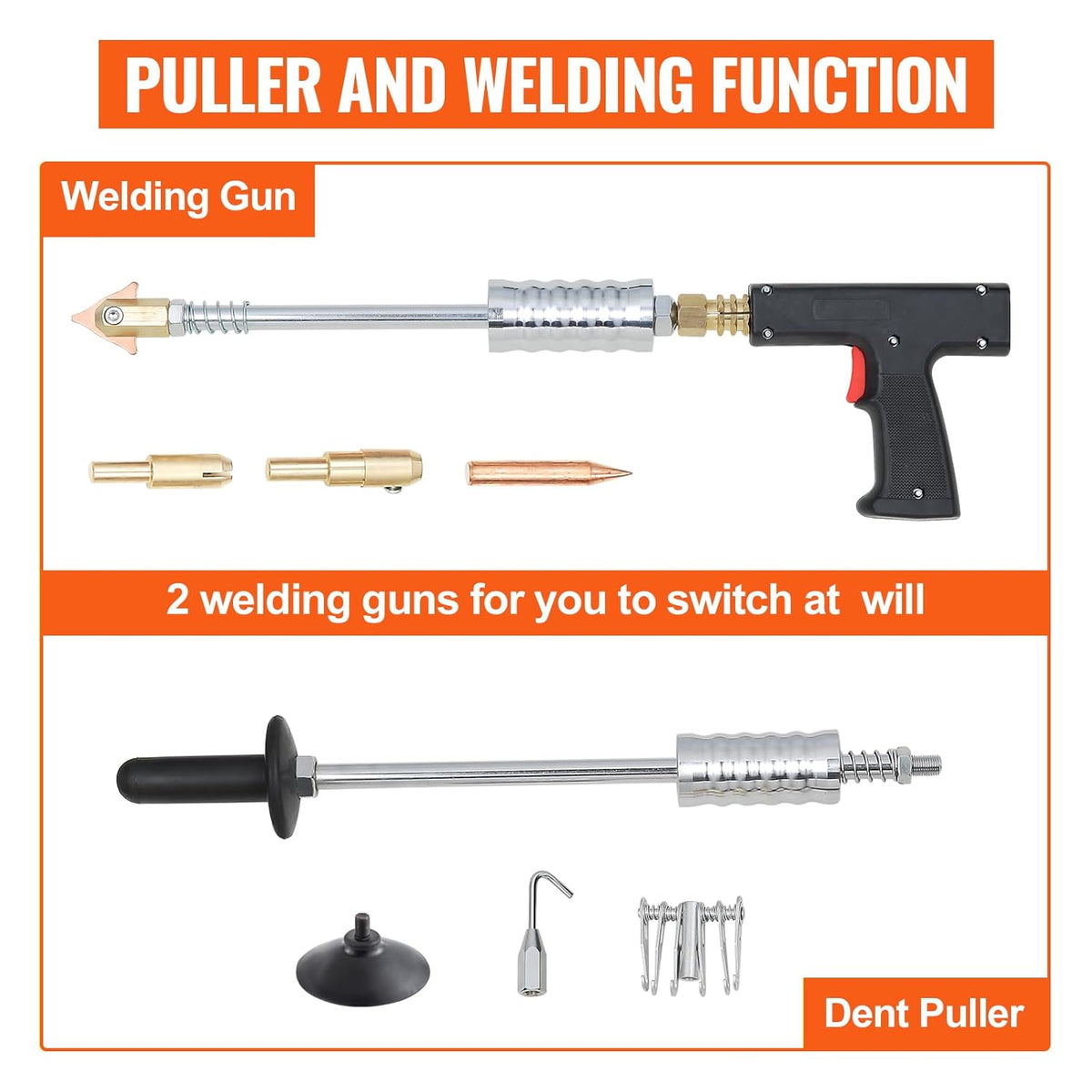 VEVOR Repair kit dent puller G90E 3KW dent repair kit for vehicle panels, dent straightening, body elements of small thickness bonnet door