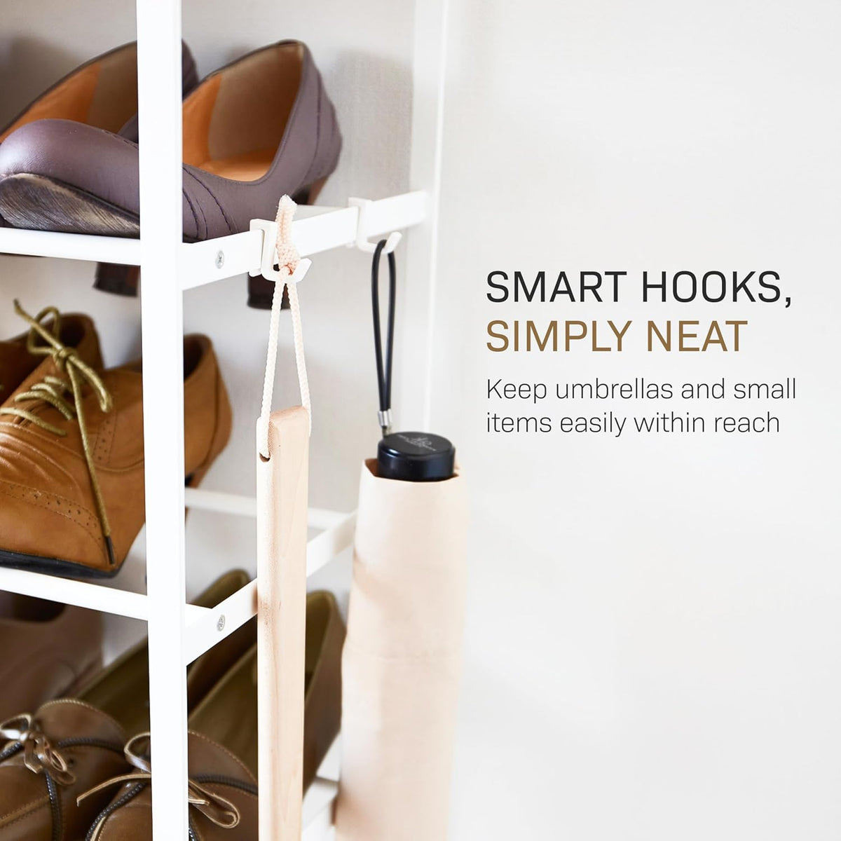 YAMAZAKI Schoenenrek met houten bovenplank - Tower - wit
