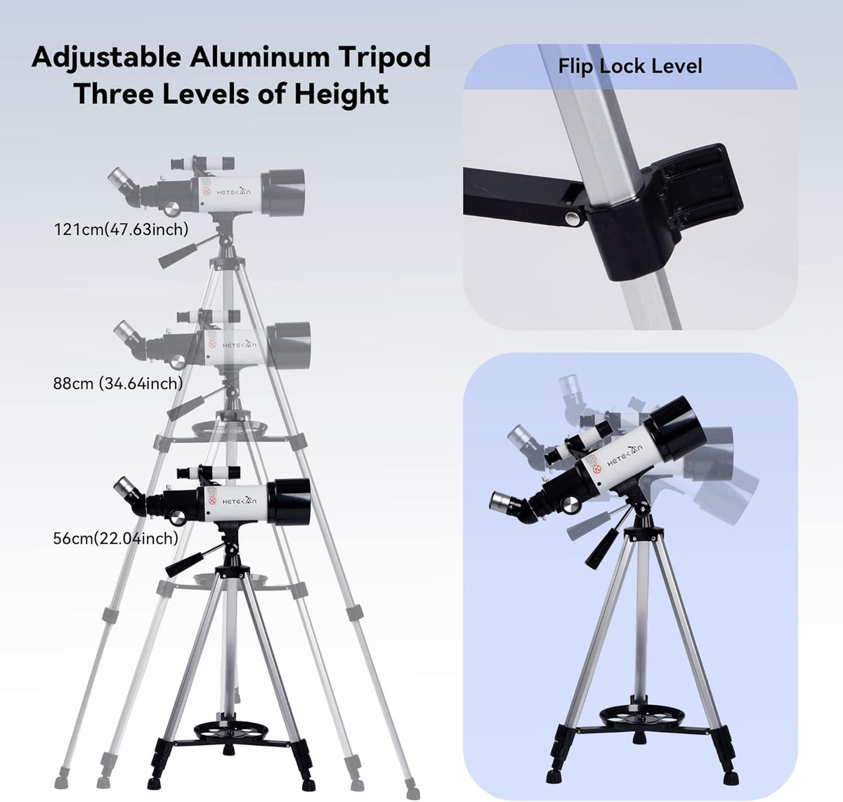 Telescoop, Astronomie Telescoop voor Volwassenen Kinderen Beginners, 70mm Opening 400mm AZ Mount Refractor-Telescoop met Statief, Zoeker en Telefoonadapter