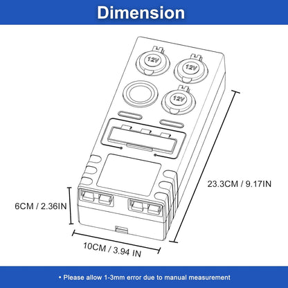 Mini Power Distribution Box 12V DC Batterij Socket Max. 50A Stroom met 2 x Anderson, 6 x USB & 3 x Cig Sockets, Mini Batterij Box voor Outdoor RV Camping Vissen Noodgevallen