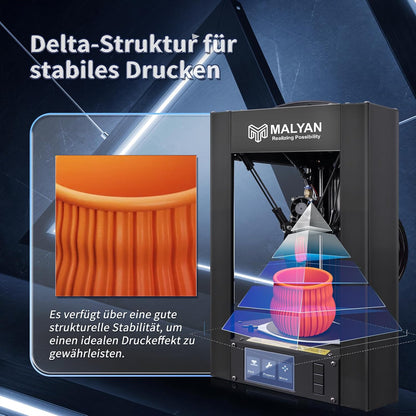 MALYAN M300 Mini Delta 3D-printer, kant-en-klaar gemonteerde FDM 3D-printer voor kinderen en beginners, microSD-kaart vooraf geïnstalleerd met printbare 3D-modellen, afdrukformaat 110 x 120 mm