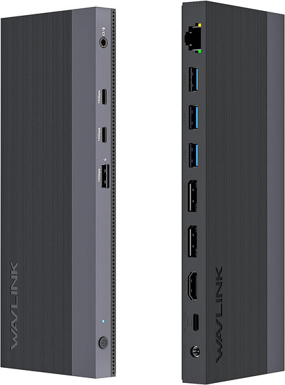 WAVLINK 12-in-1 USB-C docking station, 100 W Power Delivery, 2DP+HDMI, 4 USB-A, 2 10 Gps USB-C Gigabit Ethernet, Triple Display Laptop Dock