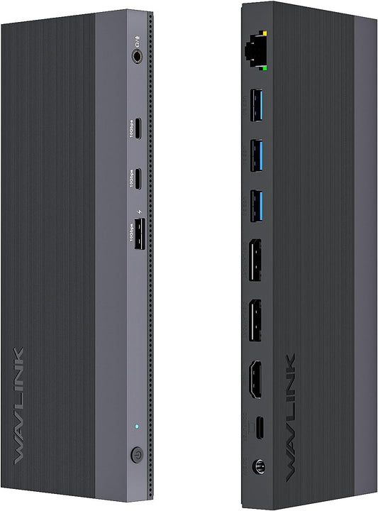 WAVLINK 12-in-1 USB-C docking station, 100 W Power Delivery, 2DP+HDMI, 4 USB-A, 2 10 Gps USB-C Gigabit Ethernet, Triple Display Laptop Dock