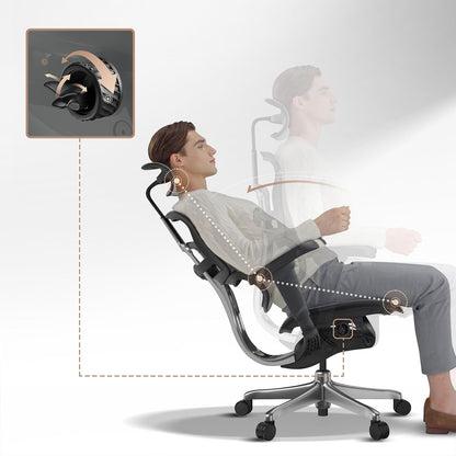 hjh OFFICE Ergonomische Ergohuman Signature GEN2 Bureaustoel met flexibele lendensteun, netbespanning, zwart