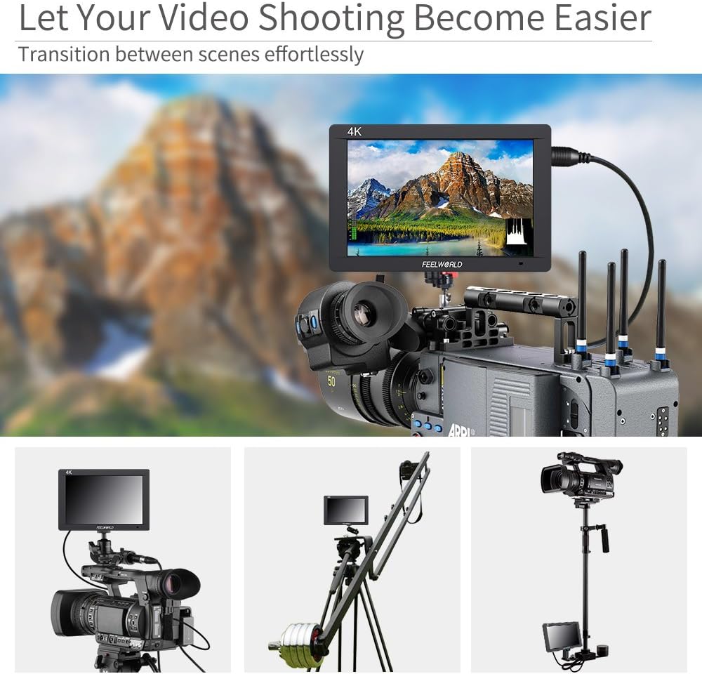 Feelworld FW703 7 Zoll Camera DSLR Monitor Field Full HD Focus Video Assist 1920x1200 IPS mit 4K HDMI 3G SDI Input Output Histogram - QUORE