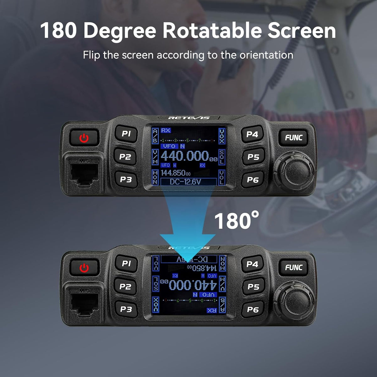 Retevis RT95 Mini Dubbele Band Mobiele Radio 25W 200 Kanalen Amateur Radio DTMF 5Tone Walkie Talkie Car Transceiver met Programmeerkabel (Zwart)