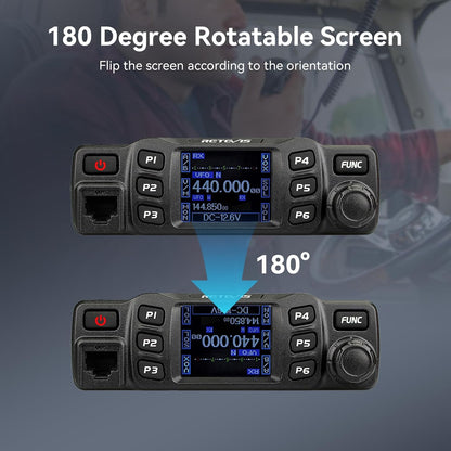 Retevis RT95 Mini Dubbele Band Mobiele Radio 25W 200 Kanalen Amateur Radio DTMF 5Tone Walkie Talkie Car Transceiver met Programmeerkabel (Zwart)