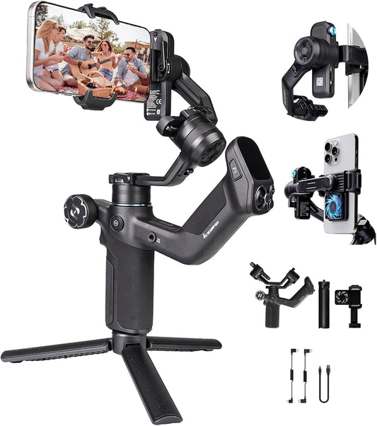 FeiyuTech Scorp Mini 3 Gimbal stabilisator voor iPhone, geïntegreerde AI-tracker, met ventilator en geïntegreerd handvatontwerp, touchscreen, laadvermogen van 2 kg