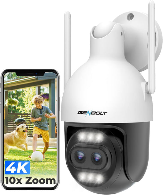 4K WiFi Beveiligingscamera Buiten – Bewakingscamera – IP Camera – CCTV Camera – Dubbele Lens Buitencamera – 10X Hybride Zoom – 2,4/5GHz Dual-Band WiFi En PoE