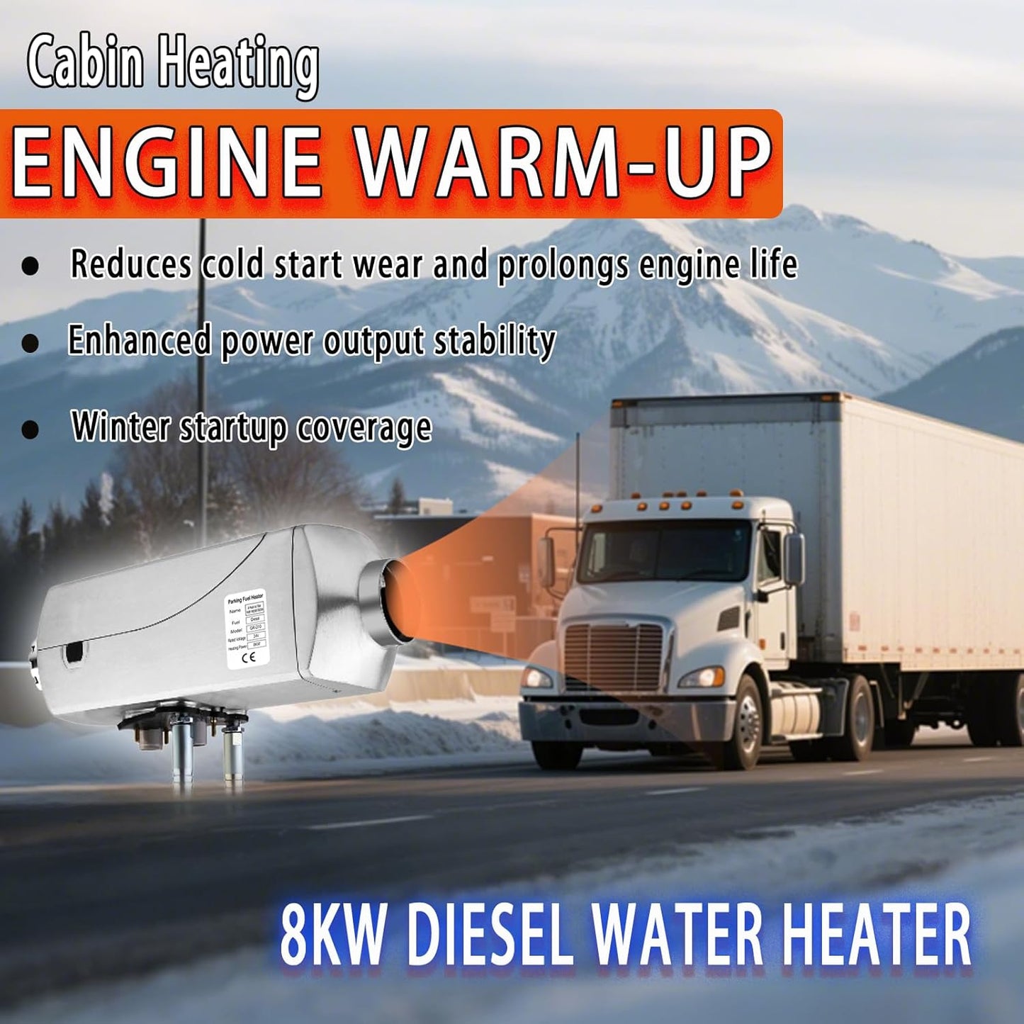 Standkachel Diesel 8 kW – Dieselverwarming – Luchtverwarming – Waterverwarming – Dieselkachel 24V – Zilverwit – 7 Warmtestanden – Automatische Roetreiniging