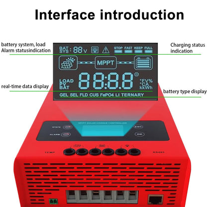 SolaMr MPPT 60A Solar Charge Controller 12V/24V/36V/48V Intelligente Identificatie Buck Solar Charge Controller Zonnepaneel Batterij Regulator met LCD-scherm Temp Sensor RS485 Interface - 60A