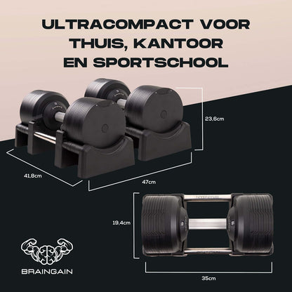 BRAINGAIN Adjustable Dumbbells - Versatile weights for strength training at home - QUORE