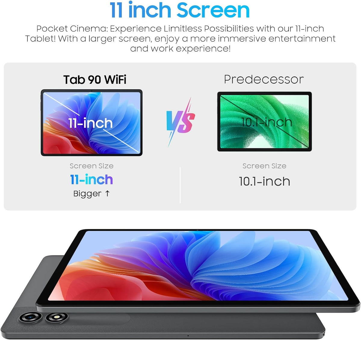 Blackview Tablet, Android 15 Tab 90WLAN, 12 GB RAM, 128 GB ROM/1 TB TF Gaming Tablet, Widevine L1 / 8200 mAh / 5G WiFi / Octa Core / GPS / WPS / 8MP + 13 MP / Face ID / Bluetooth 5.0 / 2 luidsprekers