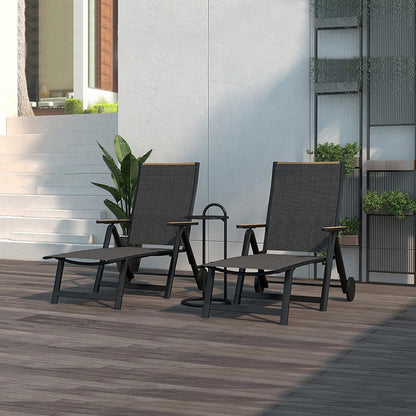 Grand patio Ligstoel, inklapbaar, aluminium ligstoel met 6-voudig verstelbaar, mesh-weefsel, weerbestendig, relaxstoel voor balkon, terras (zwart)