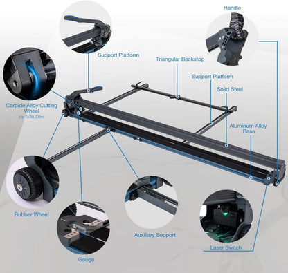 KATSU Tools Professionele handmatige tegelsnijder 71 inch 1800 mm - aluminiumlegering - lasergids - rubberen wielen - gemakkelijk verplaatsen - precisie snijden grote muur vloer porseleinen tegel