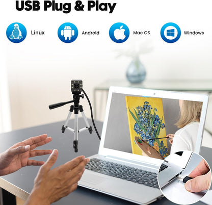 USB-cameramodule – Webcam – PC-camera – UVC-camera – Lightburn Camera – 12MP 4K Autofocus – 1080P 120FPS Met Ingebouwd LED-Licht