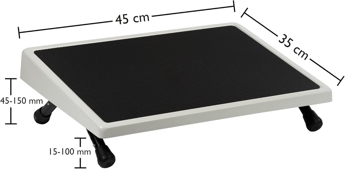 Wedo 103211512 voetensteun EDV, plaatstaal, antislip rubberen bekleding, 4 treden helling, afgeronde randen, rubberen voetjes, TÜV/GS getest, lichtgrijs