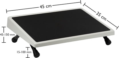 Wedo 103211512 voetensteun EDV, plaatstaal, antislip rubberen bekleding, 4 treden helling, afgeronde randen, rubberen voetjes, TÜV/GS getest, lichtgrijs