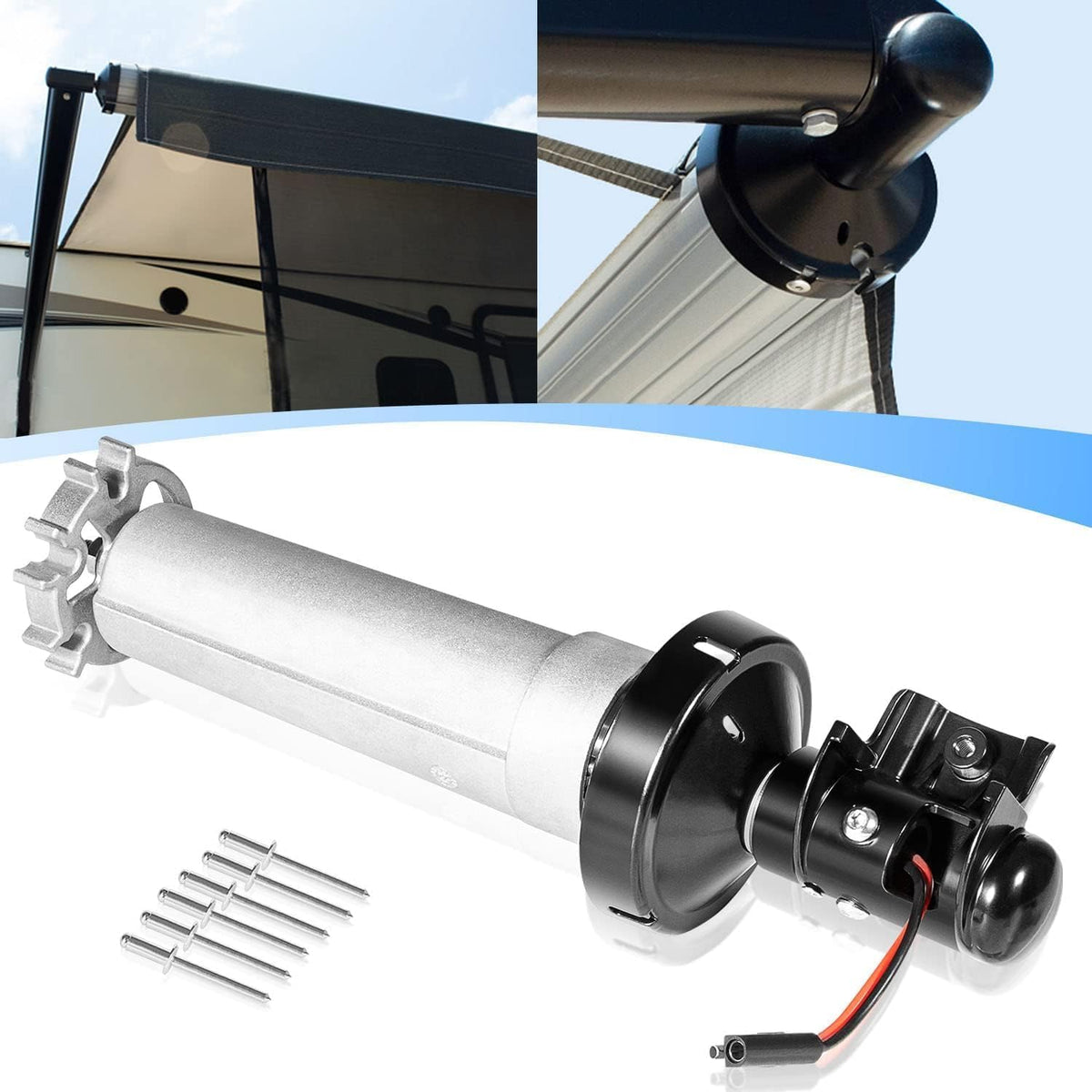 3310423.209U Torsiebouwgroep rechts, zwart, voor Dometic luifels uit de serie 9100 aandrijfkop voor luifelmotor, voor camperluifels
