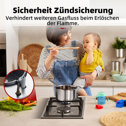 GASLAND GH30SF Gaskookplaat inbouw roestvrij staal gasfornuis 2 vlammen, 30 cm gasinbouw zelfvoorzienend gaskookplaat, butaangasfornuis 4200 Watt, LPG/aardgas
