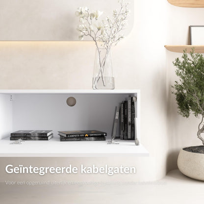Planetmöbel West TV Cabinet, TV Table 320 cm Long, TV Cabinet Hanging or Standing for Living Room, 2X TV Wall Cabinet 37.8 x 160 x 30 cm, White - QUORE