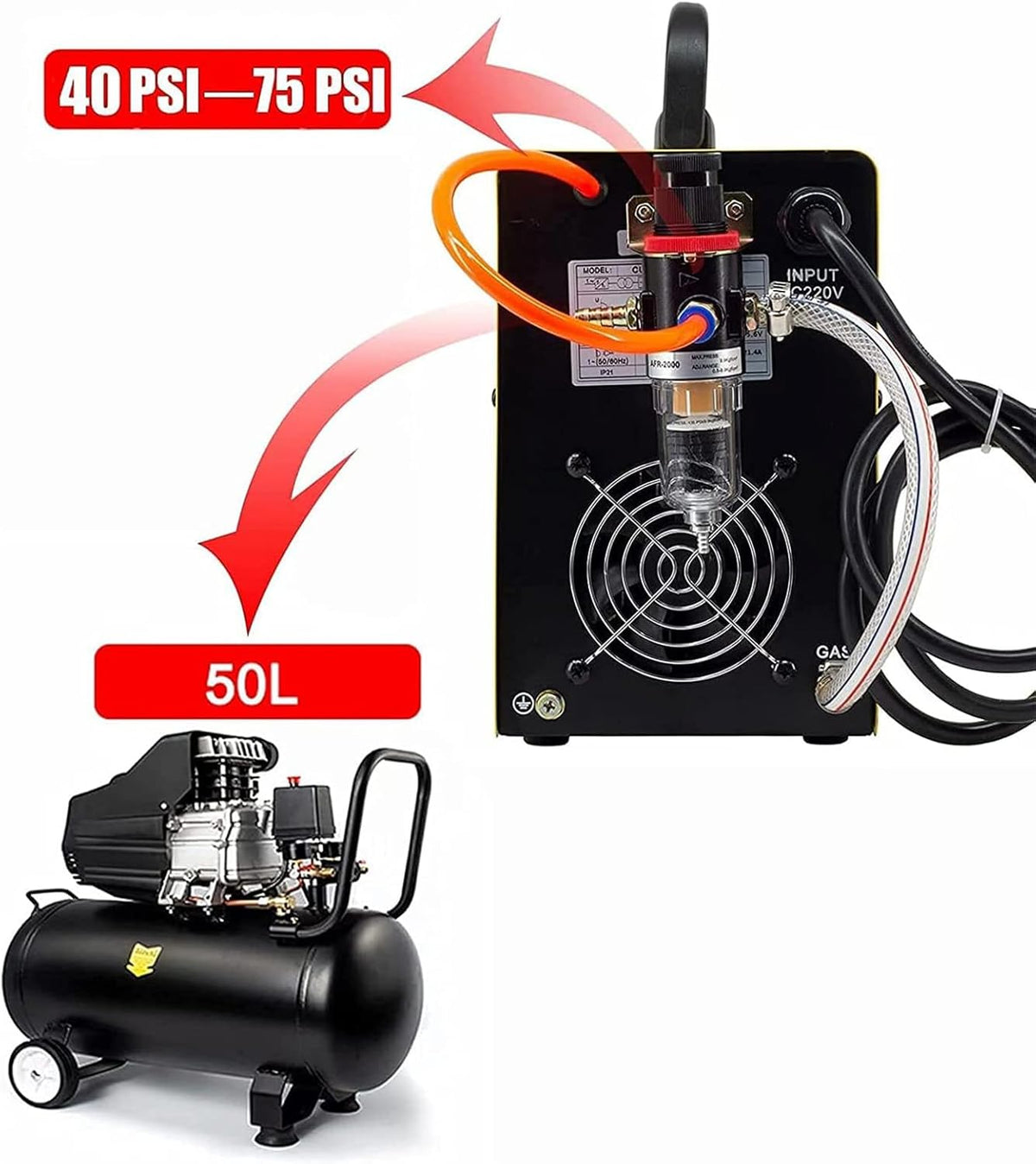 SUSEMSE Plasma Cutter Pilot Ignition, IGBT Inverter High Frequency Plasma Cutter, 65 Amp Pilot Plasma Cutting Machine - THUNDER 65 (230 V, Cutting Current 20-65 A, Cutting Capacity up to 18mm, 4-6 bar