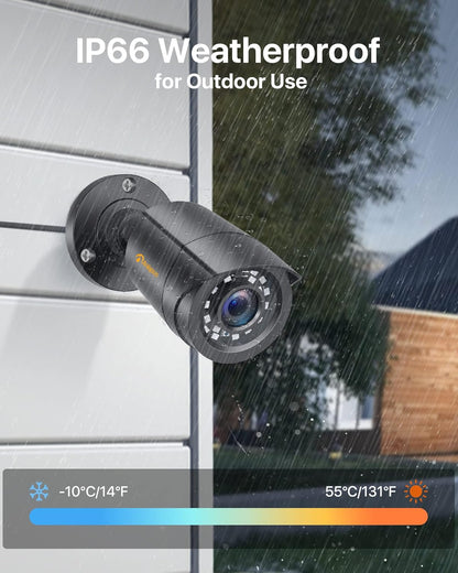 Anlapus 1080P Bewakingscamera Set 4 Buiten Camera met 8CH H.265+ DVR en 1TB HDD, Bewegingsdetectie, 24M IR Nachtzicht