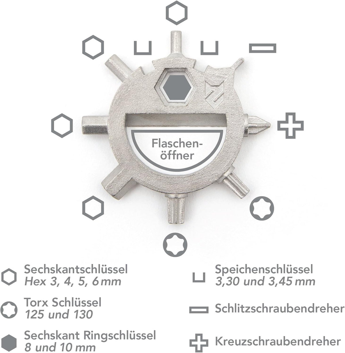 ZOFOX Multi-Tool 13-in-1 sleutelhanger, gereedschap van roestvrij staal, alleskunner in geschenkverpakking, outdoor, camping, fiets, backpacking, survival