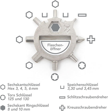 ZOFOX Multi-Tool 13-in-1 sleutelhanger, gereedschap van roestvrij staal, alleskunner in geschenkverpakking, outdoor, camping, fiets, backpacking, survival