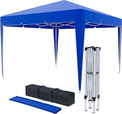 Opvouwbaar paviljoen, 3 x 3 m, waterdicht, met 4 gewichtzakken en transporttas, harmonicasluiting voor beurzen, camping, outdoor, zwembad, frame van staal, afdekking 160 g/m² (blauw)
