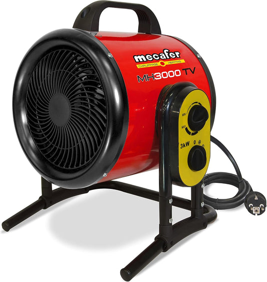 Ventilatorkachel 3000 W Voor Max. 40 M² – Werkplaatskachel – Werkplaatsverwarming – Heteluchtkachel – Bouwkachel – 2 Warmtestanden – Draaibaar Van 0 Tot 60°