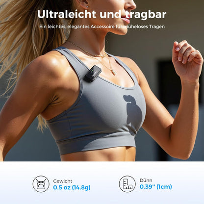 NearStream Draadloze lavalier-microfoon voor Android, iOS, camera, pc, draadloze microfoon voor video-opname, streaming, vlog, interview, 656 ft transmissie, lcd-display, 20 uur batterijduur (AWM20T)