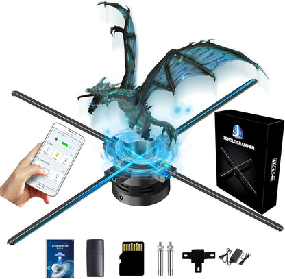 Missyou 3D Hologram Ventilator 70cm met WiFi, Bluetooth, APP-bediening, 832 LED's, Afstandsbediening, Timerfunctie, Geschikt voor Beurs en Reclame Displays, Inclusief 700 Video's