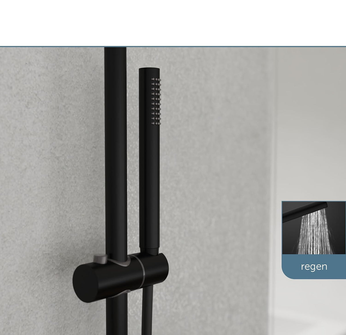Douche Systeem – Douche Set – Douchekolom – Regendouche – Thermostaatkraan – Mat Zwart – Regendouchekop 25 cm – Verstelbare Handdouche