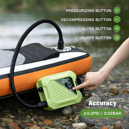 20PSI Hoge druk Smart SUP-luchtpomp, 2025 nieuwe oplaadbare batterijvoeding, intelligente tweetraps inflatie en deflatie, auto-off voor stand-up paddleboards, surfvlieger, tent