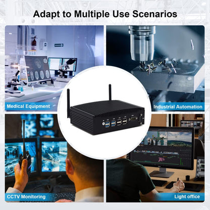 Stil Mini PC i5 WIN11 Pro 12V Fanless PC Industrial Core i5 8250U/8350U, 16GB RAM 512GB SSD, 2x HD 4k Output, 2x RS232 COM, WiFi, 2x Gigabit Lan, Mini Computer Industrieel PC Server, 4G SIM Slot