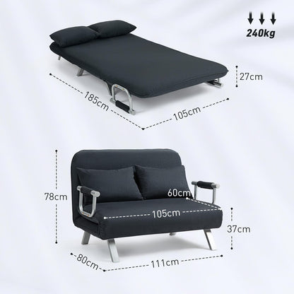 3-in-1 Slaapbank – Slaapbankje – Bedbank – Zetelbed – Slaapzetel – Verstelbare Rugleuning 5-standen – Compact 185x105 cm Fluwelen Bekleding