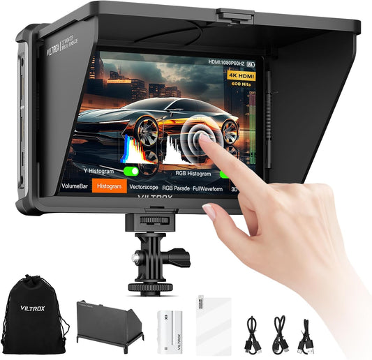 Cameramonitor – Field Monitor – Externe Monitor – Camerascherm – Videomonitor – 7 Inch IPS Touchscreen – 600 Nit Helderheid – 4K HDMI Input en Loop-Out