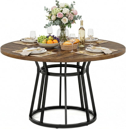 Ronde Eettafel – Eettafel Rond – Keukentafel – Ontbijttafel – Tafel 120 cm – Robuust Metalen Onderstel – 4 Personen