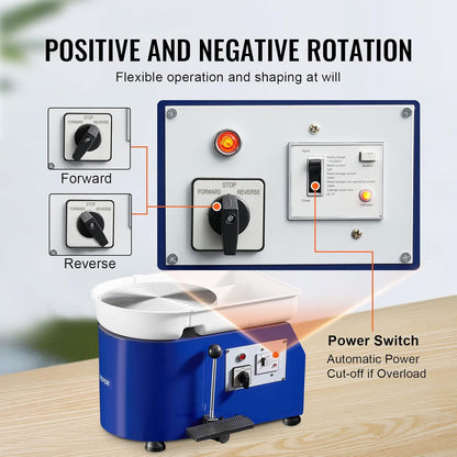 Keramische Wielmachine – Draaitafel – Pottenbakkersmachine – Keramiekmotor – Boetseermachine – 450W Motor – 28 cm Draaiplateau