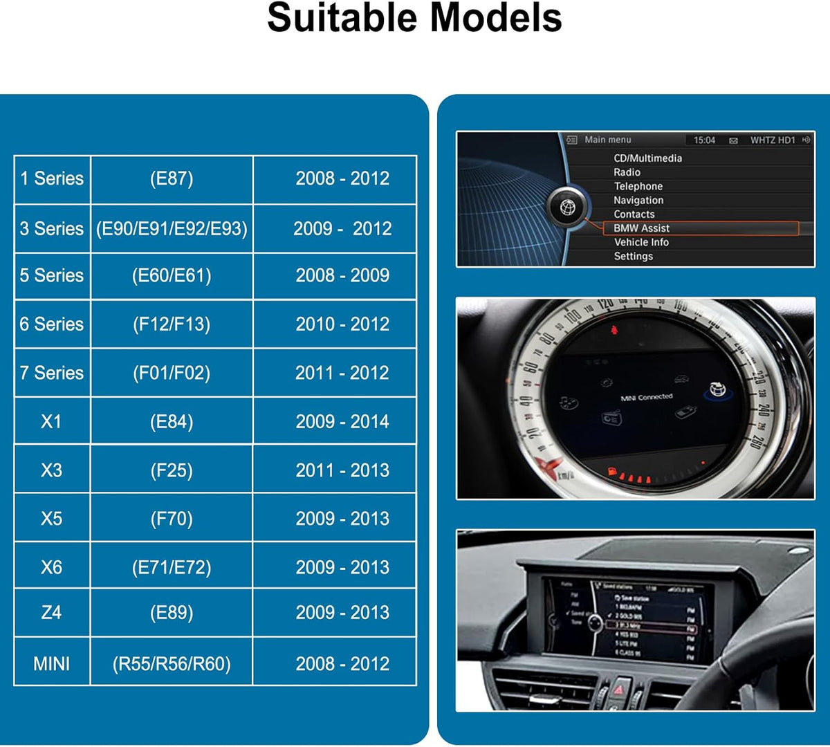 Retrofit Kit Decoder BMW CIC Systeem – CarPlay Adapter – Android Auto Interface – Draadloze Multimedia Module – Bluetooth WiFi Receiver – Draadloze CarPlay & Android Auto – Plug-and-Play Installatie – Originele Stuurwielbediening