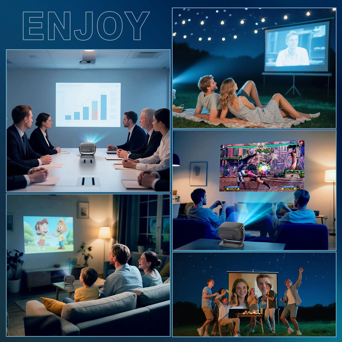 Beamer 4K [elektrische focus/180° draaien] 26.000Lux thuisbioscoop projector met wifi 6 en Bluetooth, Zoom, trapeziumcorrectie, native 1080p, overheadprojector voor iOS/Android smartphone