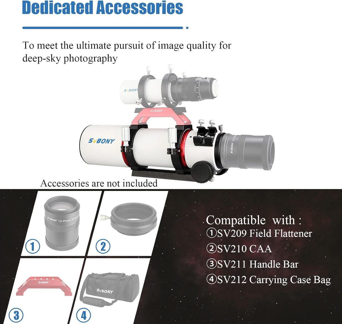Svbony SV550 APO Refractor Telescoop, 80F6 Apochromatisch Triplet ED OTA, FMC Dubbel Snelheid Focus, voor Diep Sky Fotografie Visueel Astronomie