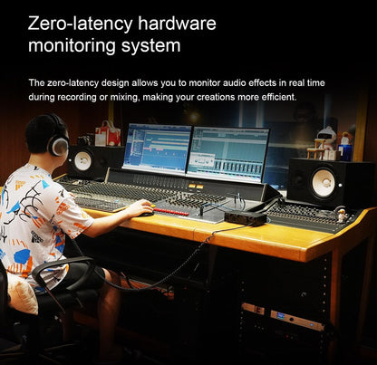 Topping Professional E2x2, USB-audio-interface en ultralineaire microfoonvoorversterkermodule (zwart)