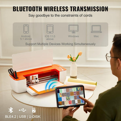 VEVOR Vinylsnijder, snijplotter met Bluetooth-connectiviteit, compatibel met iOS, Android, Windows en Mac, massieve ontwerpen inbegrepen, voor het maken van gepersonaliseerde kaarten, woondecoratie