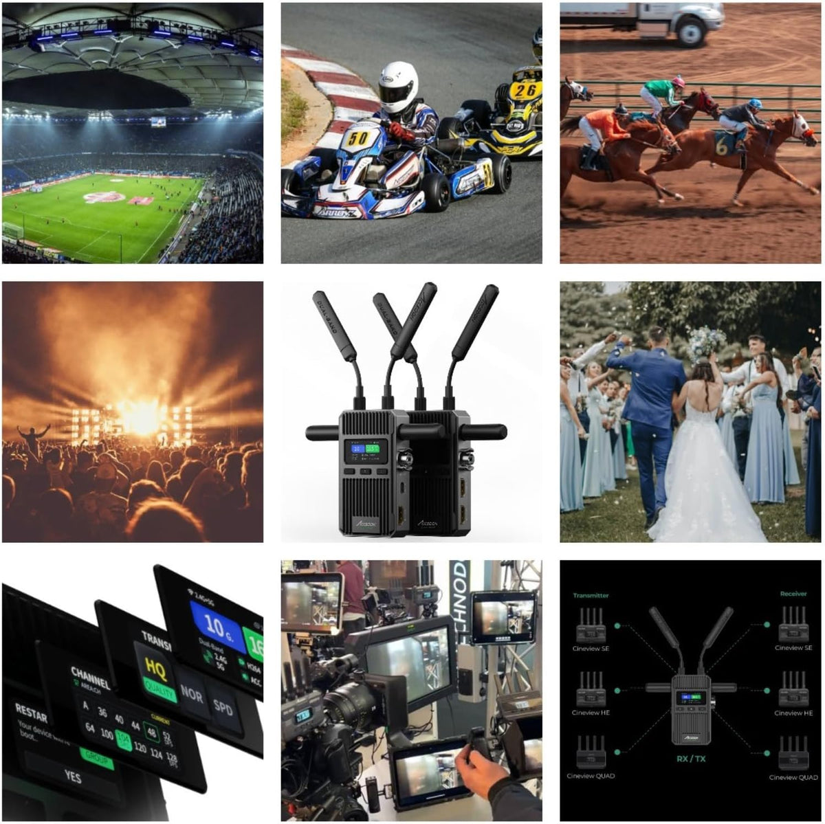 Accsoon CineView 2 SDI draadloos videotransmissiesysteem SDI HDMI-latentie minder dan 50 ms 2,4 GHz 5 GHz 450 m 1080P 60 fps IOS Android-zenderontvanger UVC Live streaming.