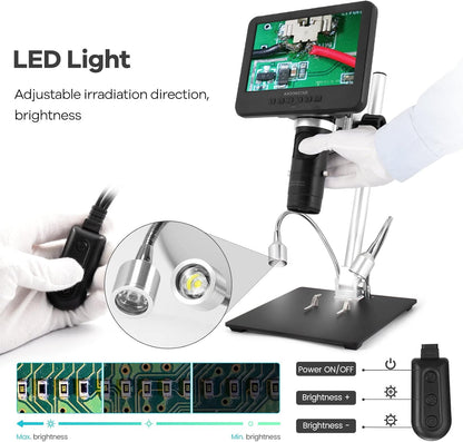 Andonstar AD246-M Digitale Microscoop - 3 Lens Solderen, Elektronisch, Munt, Biologische Kit - 1080P FHD Video Record, 7 Inch LCD 500x, 32G Kaart