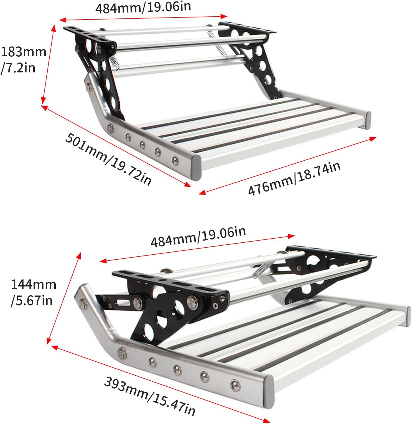 Aluminium uittrekbare inklapbare ladder trede voor camper